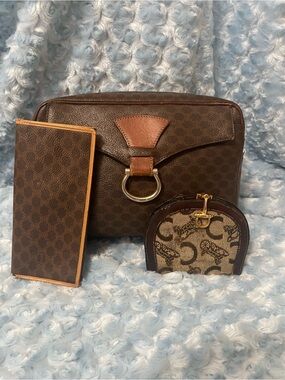 Celine Brown Monogram project Leather  clutch, wallet and coin poutch